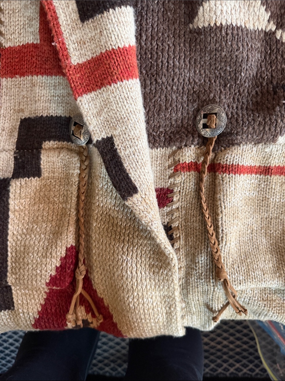 Polo Ralph Lauren Southwestern Knit Shawl Collar Cardigan - Brown & Cream - Picture 5 of 7